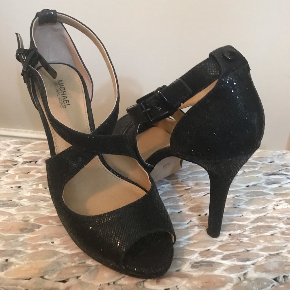 Michael Kors Strappy Glitter Heels (worn once!)